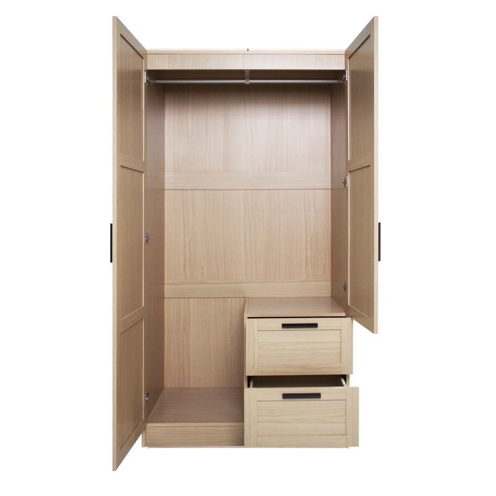 GlobalHouse DELICATO ตู้เสื้อผ้า 3 ฟุต 2 ลิ้นชัก รุ่นอแมนด้า  ขนาด 90x56x179 ซม. สีบีช สินค้าของแท้คุณภาพดี - รูปที่ 2