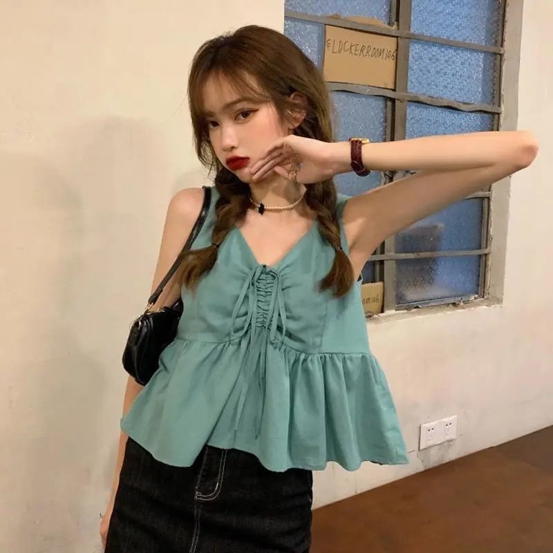 Beeเสื้อกั๊กสไตล์ใหม่ Halter Top เวอร์ชั่นเกาหลี(จัดส่ง 24 ชั่วโมง)