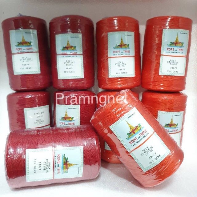 เชือกเเดงขึงไล่นก (เคลือบสารกัน uv) เบอร์380/9  **ม้วนละครึ่งกิโล