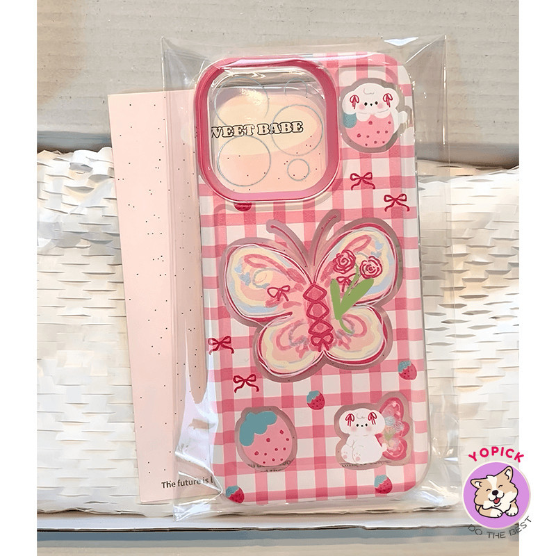 ลายสก๊อตผีเสื้อลูกสุนัขน่ารักเคสโทรศัพท์สําหรับiphone 12Pro Max 11 12 13Mini 13Pro Max 15Plus XR XS Max 6 7 8 Plus SE2020 IPhone 14ProMaxฝาครอบโทรศัพท์เพื่อนสาวคนรักTA