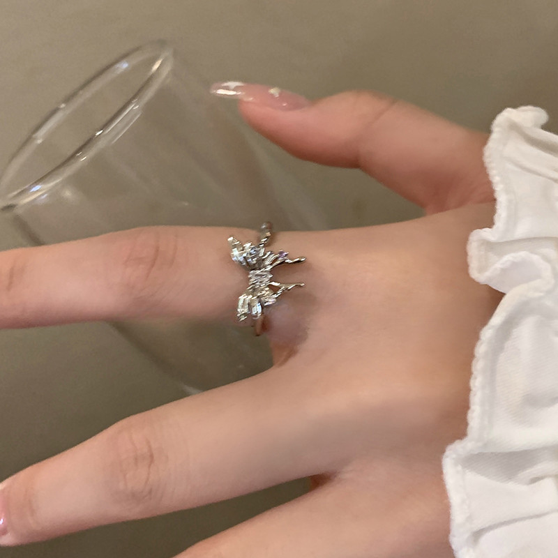 1ชิ้นผิดปกติผีเสื้อแหวนนิ้วเครื่องประดับเช่นของขวัญสําหรับผู้หญิงหวานสาว - รูปที่ 5