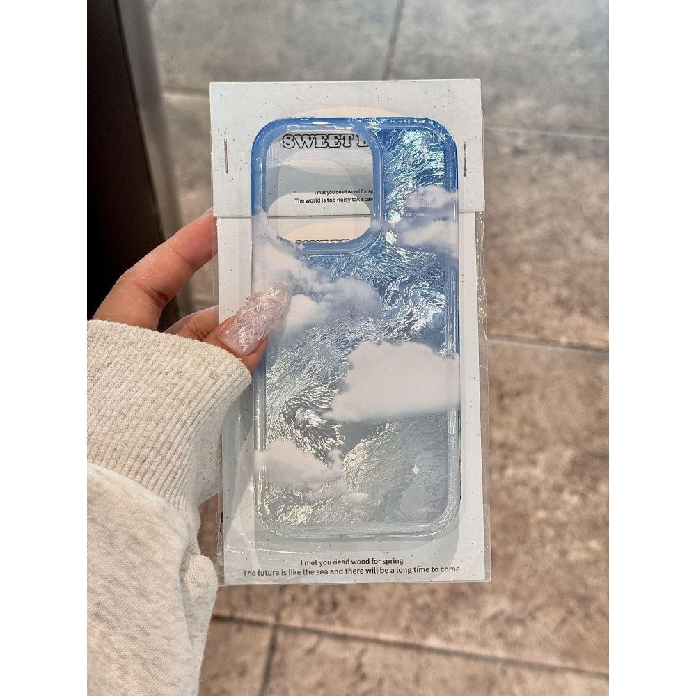 เมฆไล่ระดับสีสีฟ้าเหมาะสําหรับ ไอโฟน15โปรแม็กซ์ เคสโทรศัพท์11แอปเปิ้ล14เคสนิ่ม1312สไตล์ใหม่11หญิง เอ็กซ์อาร์
