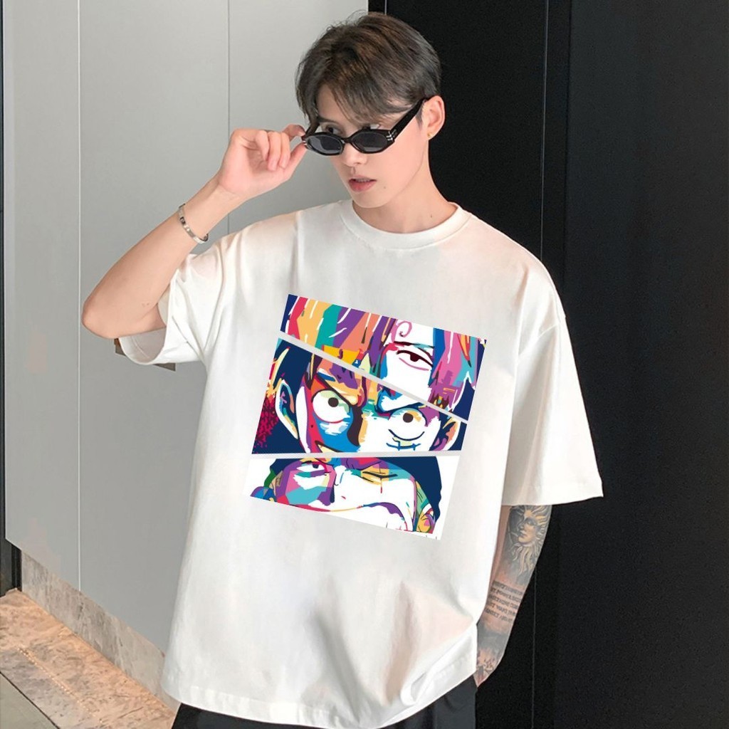 TeeTwoOne สไตล์เกาหลี เสื้อยืดโอเวอร์ไซส์"Anime" การ์ตูน ผ้าฝ้ายแ ผ้าฝ้ายใส่สบาย ผ้าฝ้ายใส่สบาย unisex