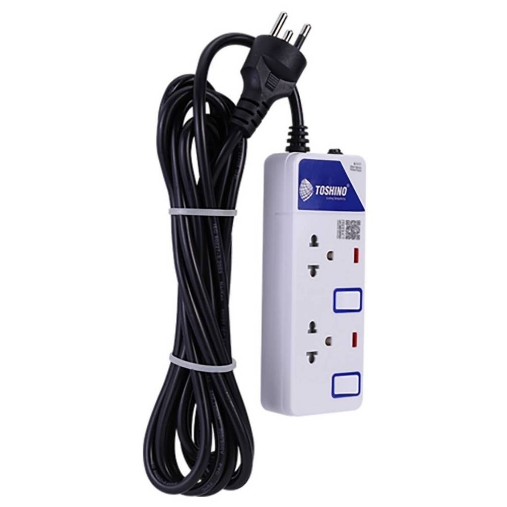 TOSHINO ปลั๊กพ่วง 2 ช่อง 2 สวิตช์ สายไฟยาว 3 เมตร 10 แอมป์ รุ่น ET-912