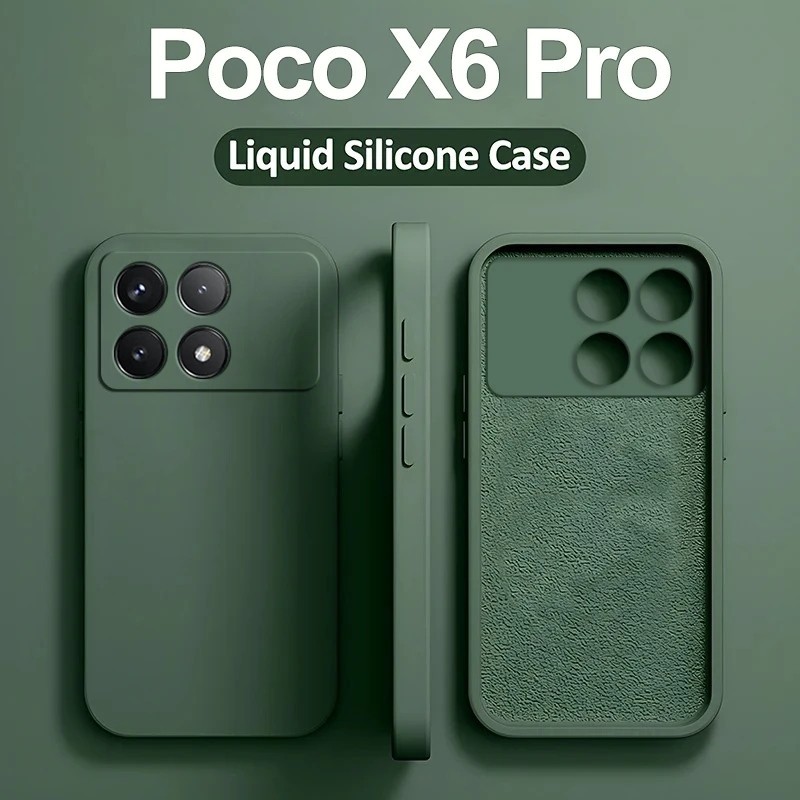 เคสสําหรับ Poco X6 Poco X 6 Pro Pocox6 Pro กรณีสแควร์ซิลิโคนเหลวเคสโทรศัพท์สําหรับ Xiaomi Poco X6 Pro Poco X 6 Pro Pocox6 Pro ปกอ่อน