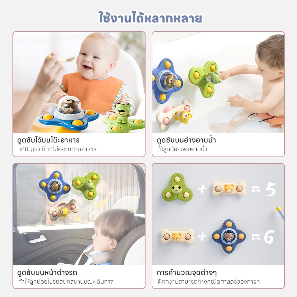 LAKOE สปินเนอร์ฐานดูดซิลิโคน ของเล่นเสริมพัฒนาการเด็ก thumbnail 4