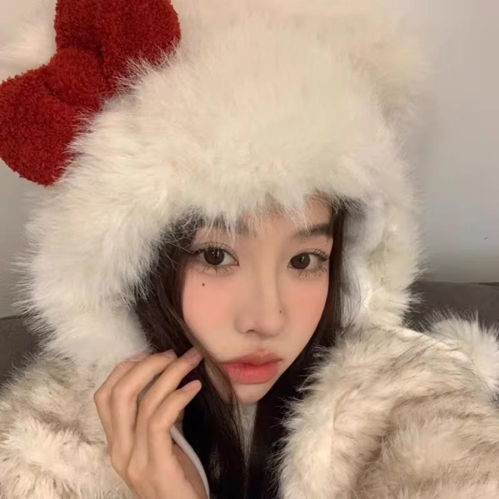 หมวกหูแมว โบลูโอมิ กันลม กับหมวกอบอุ่นลูกไม้ป้องกันหูน่ารักกุทัณฑ์ถักหมวกผู้หญิง - รูปที่ 4