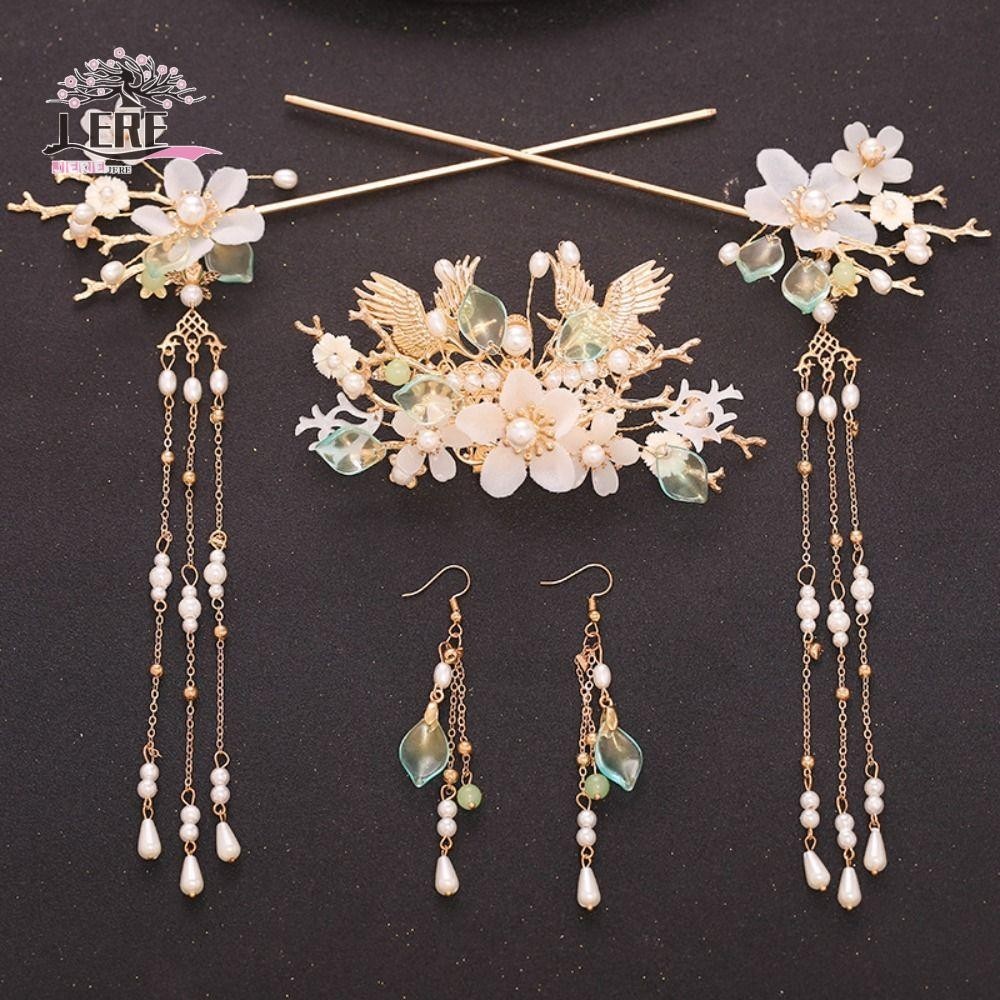 เจรีมี1เจ้าสาว ชม. หูฟัง,โลหะผสมพลาสติกชุดแต่งงานอุปกรณ์ผม,ดอกไม้สีอ่อนใหม่สไตล์จีนห้อยเครื่องประดับต่างหูกิ๊บชุดชม. อันฟู่