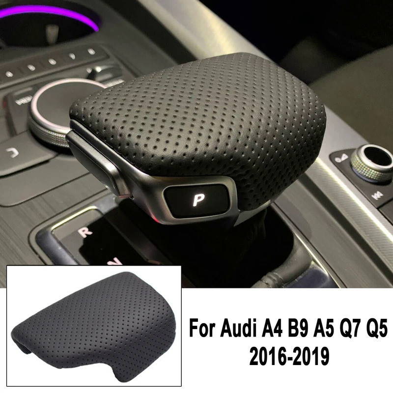 สีดําพรุนหนังเลือกคันโยกเกียร์ Shift Knob แฮนด์บอลสําหรับ Audi A4 B9 A5 Q7 4M1 713 139F Q5 2016-2019