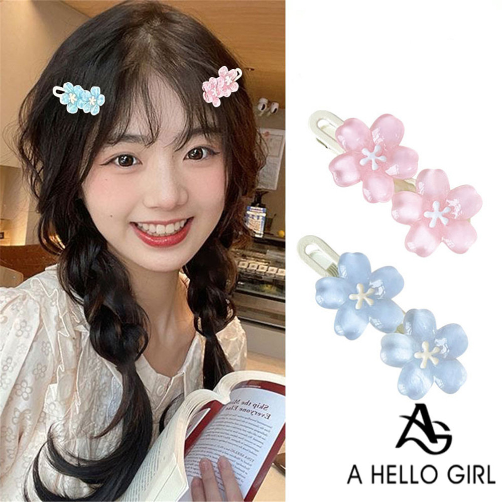 Jelly Cherry Blossom กิ๊บติดผม Super Fairy Fine Glitter ดอกไม้อารมณ์หวาน Bangs คลิปคลื่นด้านข้างสําหรับผู้หญิง