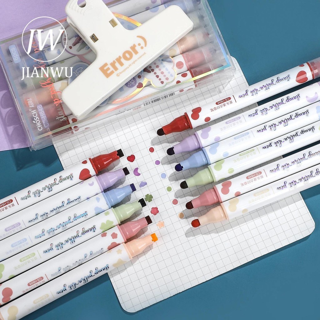 Jianwu 6 ชิ้น/เซ็ต Double-ended Polka Dot แสตมป์ชุดปากกา Marker ปากกา Creative DIY Journal อุปกรณ์นักเรียนเครื่องเขียน - รูปที่ 3