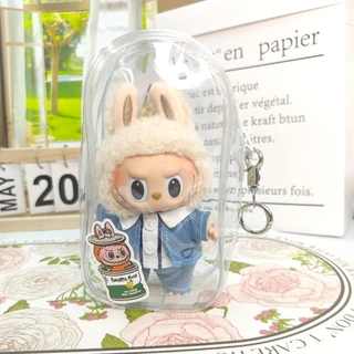 ✨กระเป๋าใส่ลาบูบู้✨ labubu กระเป๋าตุ๊กตาไวนิล พวงกุญแจ PVC แบบใส หนา กันฝุ่น แฟชั่น มาการอง