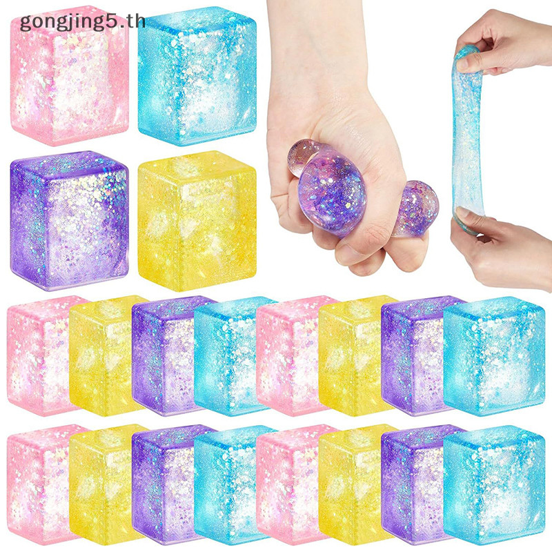 Gongjing5.th 1PC Squishy น้ําแข็งสี Cube Fidget ของเล่นตลกความเครียด Reliever ลดความดัน Prop ช้า Rising Squeeze ของเล่นสําหรับเด็กและผู้ใหญ่ TH