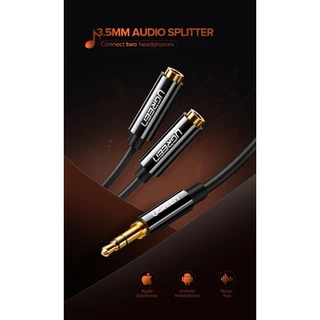UGREEN รุ่น AV134 สายหูฟัง AUX 3.5mm Male to 2 Female Audio Splitter Connector หัวต่อชุบทอง