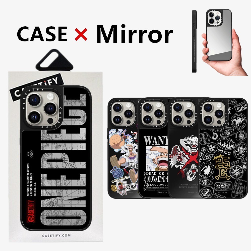 Casetifg 25th Anniversary One Piece กระจกเคสโทรศัพท์พร้อมกล่องสําหรับ iPhone 15 11 12 13 14 Pro Max 14 15 Plus คุณภาพสูงนุ่มด้านข้างตัวอักษรแกะสลักกันกระแทกปกป้องปลอกปกแข็ง
