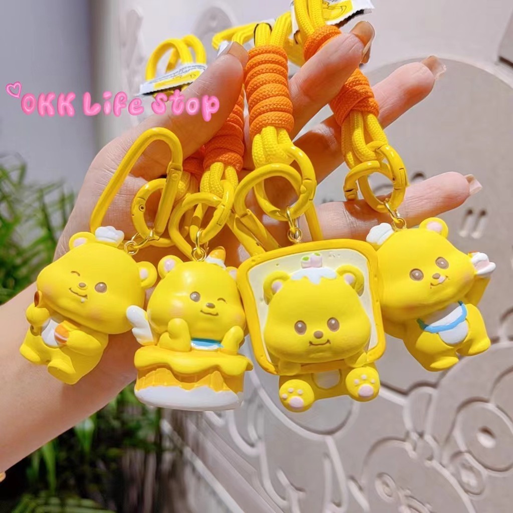 OKK Life Stop(XY0526)*พร้อมส่งในไทย*พวงกุญแจน้องหมีเนยสุดคิ้วท์แขวนประดับตกแต่งกระเป๋าหรือกุญแจ