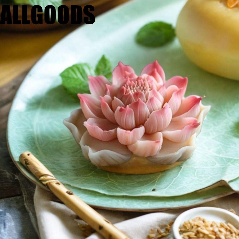 Allgoods แม่พิมพ์เค้กมูสดอกบัว, แม่พิมพ์ซิลิโคนดอกไม้ทํามือไม่ติด, แม่พิมพ์เทียนสบู่นุ่มสไตล์จีน 3D ใช้งานได้จริง Home