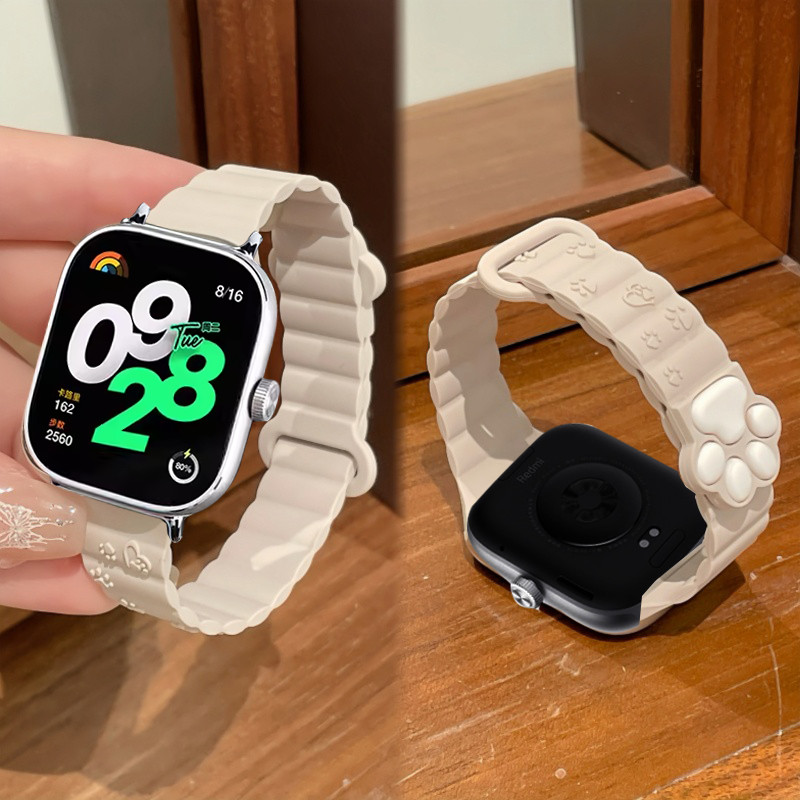 3d แมวน่ารัก Paw สายคล้องแม่เหล็กสําหรับ Xiaomi Redmi นาฬิกา 4 สมาร์ทนาฬิกาซิลิโคนนาฬิกา Redmi นาฬิกา 3 Active เปลี่ยนสร้อยข้อมือ