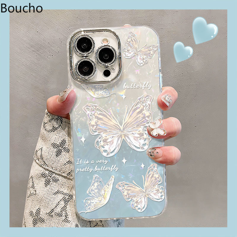 สําหรับiphone 15 Pro Max 14 Plusแฟชั่นภาพวาดสีน้ํามันผีเสื้อเคสโทรศัพท์พร้อมโซ่สําหรับiPhone 11 12 13 14 Pro Max 15Promaxนุ่มIMDกันกระแทกพร้อมฟิล์มเลนส์ปกหลัง