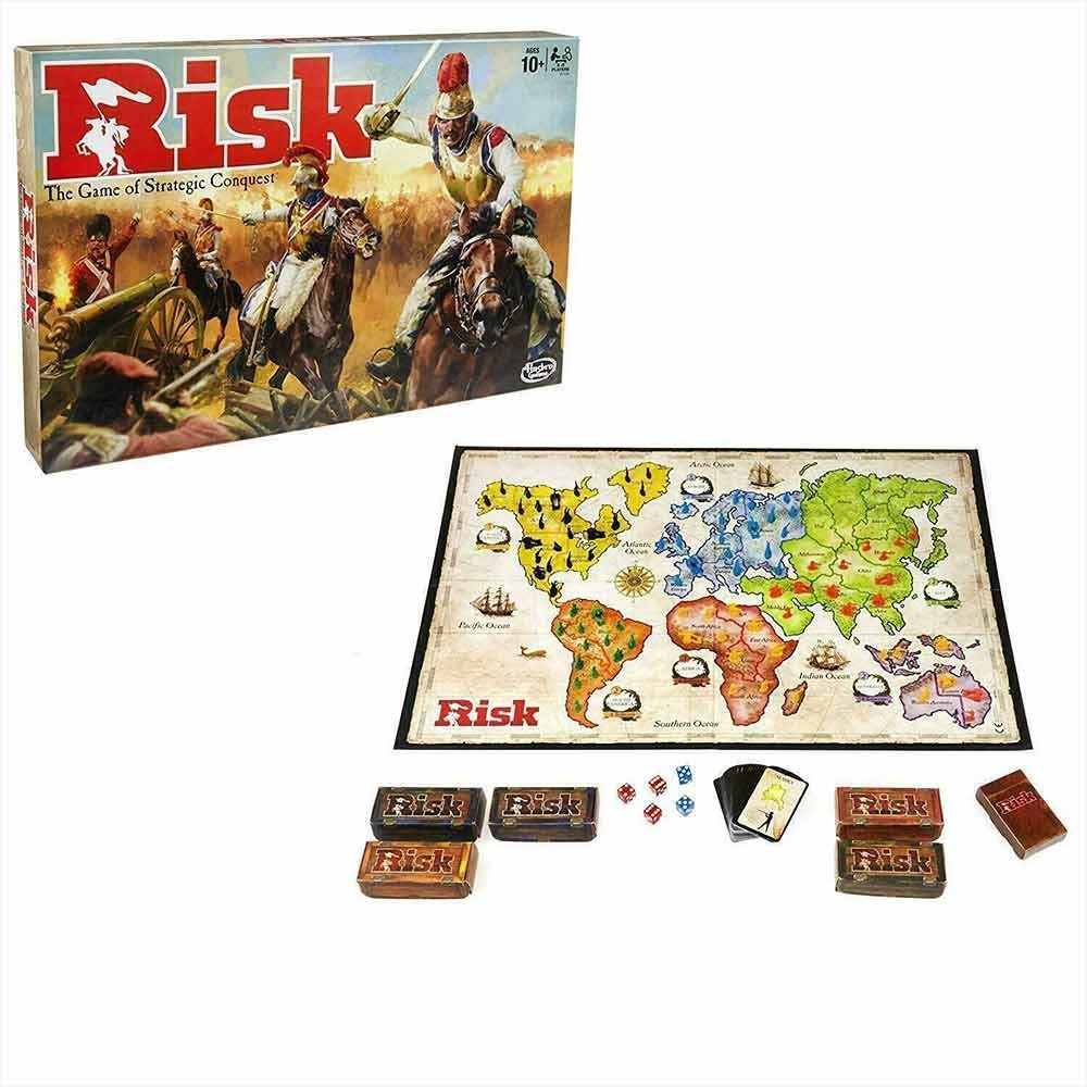 Fun Hasbro Risk เกมแห่งกลยุทธ์ Conquest เกมกระดานผู้ชายเกมกระดานปาร์ตี้วันหยุดของเล่นเด็ก