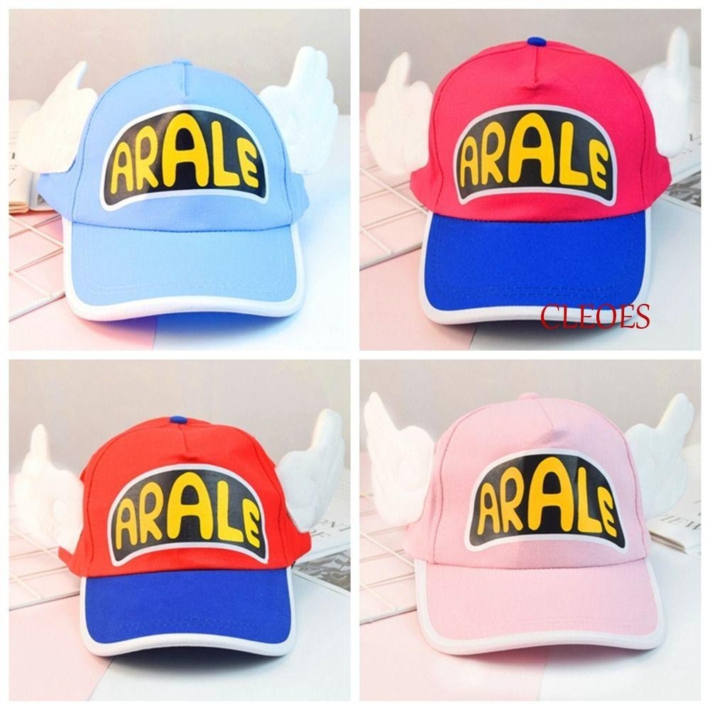 Cleoes หมวก Dr.Slump, หมวกเบสบอล Arale Sunproof สีลูกกวาด, หมวกพิมพ์ Snapback น่ารักแบบปรับได้ปีกนางฟ้า Arale เด็ก