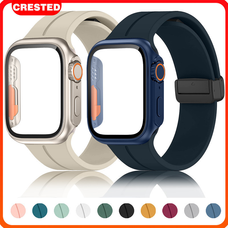 PC Case สำหรับ Apple Watch ULTRA 2 49mm SE Series 9 8 7 6 5 4 3 2นาฬิกา45 41มม. 44 40 42 38มม. กีฬาซ