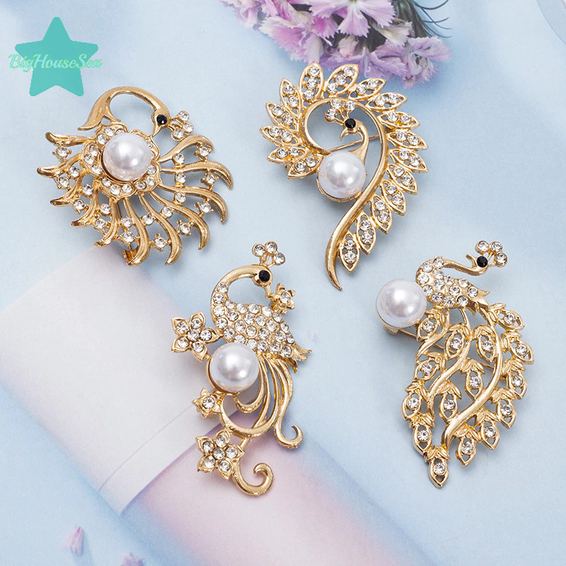 เข็มกลัดนกยูงคริสตัล Rhinestone งานละเอียด แฟชั่น thumbnail 6