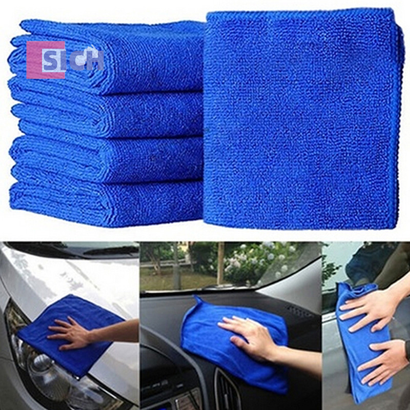 [Sich] 5 ชิ้น Fabulous Great Blue Wash Cloth Car Auto Care ผ้าขนหนูทําความสะอาดไมโครไฟเบอร์ใหม่