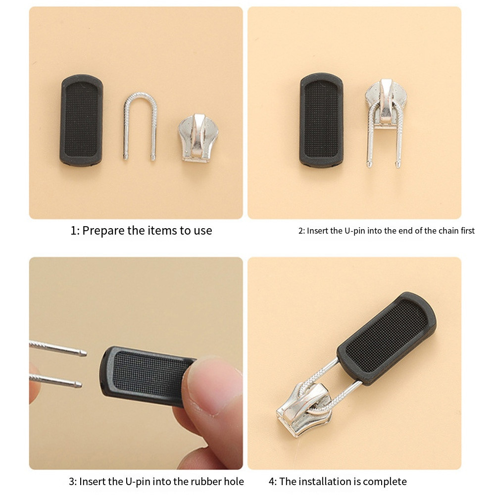 1/5ชิ้นแบบพกพาที่ถอดออกได้หัวซิป-ปฏิบัติยางซิปเปลี่ยนสําหรับกระเป๋าเป้สะพายหลังเสื้อผ้ากระเป๋า-สากลหมีหัวซิปซ่อมเครื่องมือ - รูปที่ 5