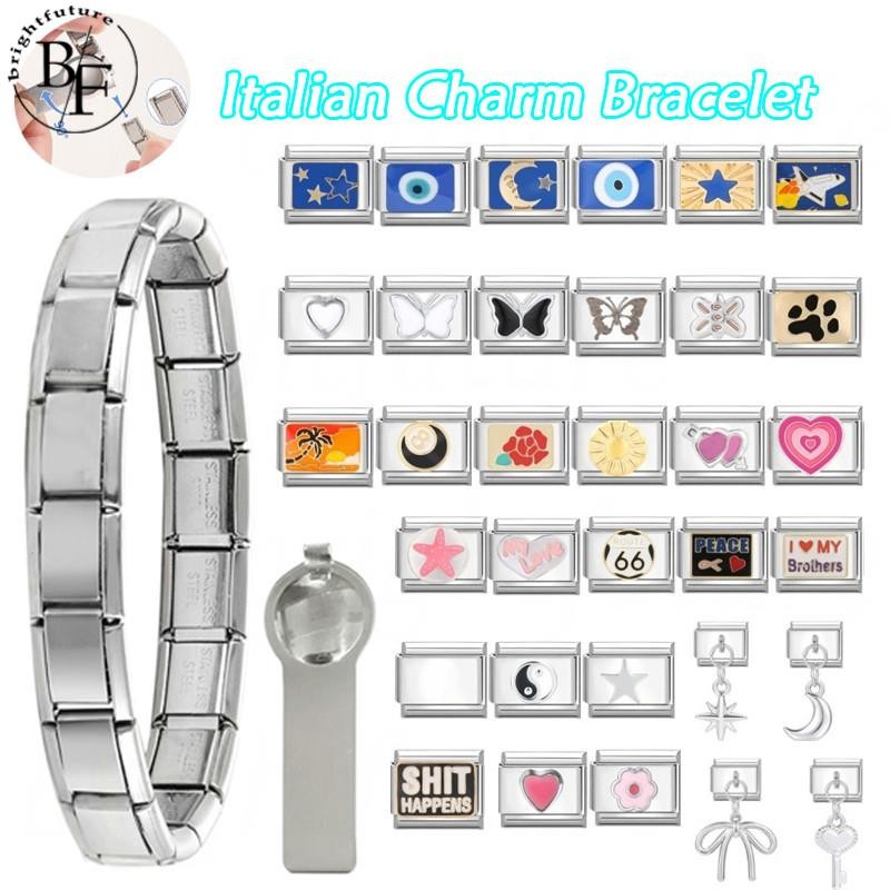 ความคิดสร้างสรรค์ แฟชั่นอิตาเลี่ยน Charm สร้อยข้อมือ Fit 9 มม.สร้อยข้อมือสแตนเลส DIY เครื่องประดับทําอุปกรณ์เสริม Retro บุคลิกภาพโมดูลสร้อยข้อมืออุปกรณ์เสริม