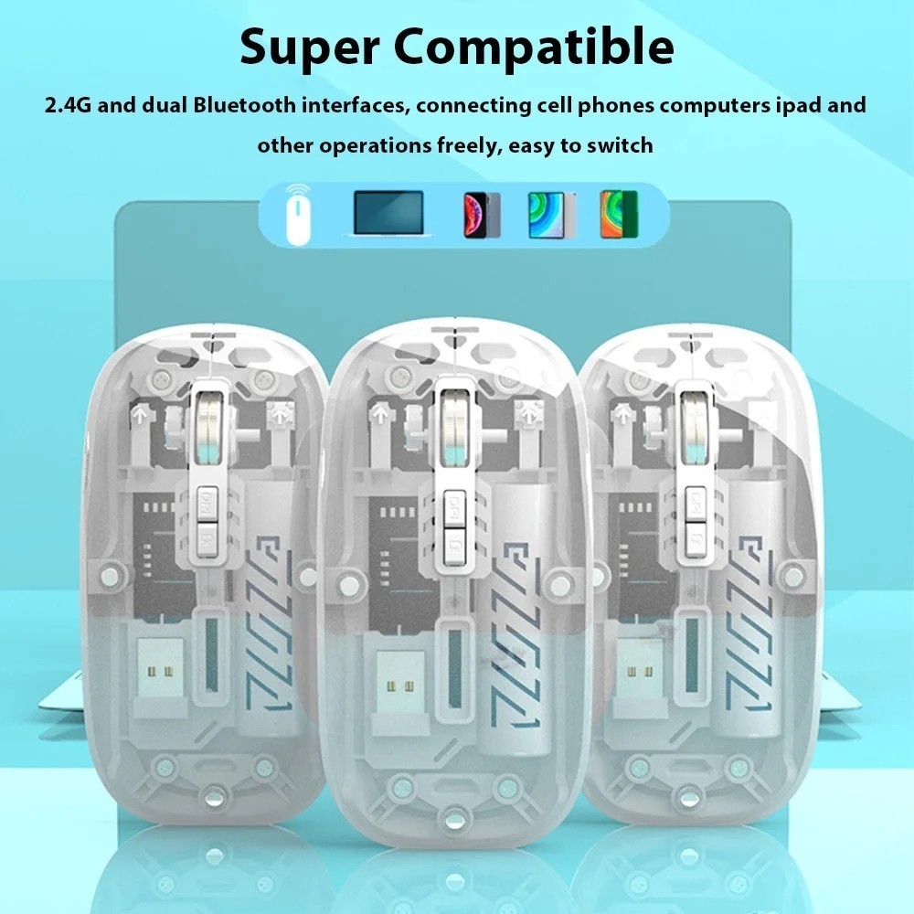 เมาส์ไร้สายบลูทูธโปร่งใส เมาส์ไร้เสียงคลิก เมาส์ไอแพด wireless ชาร์จแบตได้ สําหรับ iPad แล็ปท็อป โทรศัพท์ Android ราคา ถูกที่สุด ดีลบีเคเค แกลเลอรีภาพที่ 4