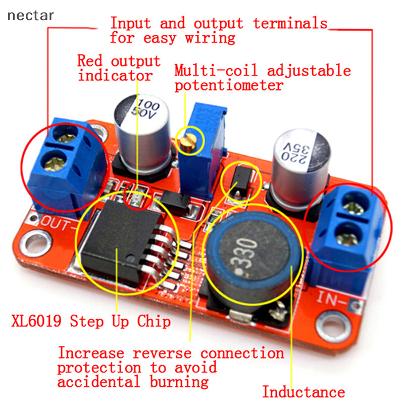Tar 5A DC-DC step up power โมดูล boost โวลต์ converter 3.3 V-35 V ถึง 5 V 6 V 9 V 12 V 24 V เอ็นเอ็น