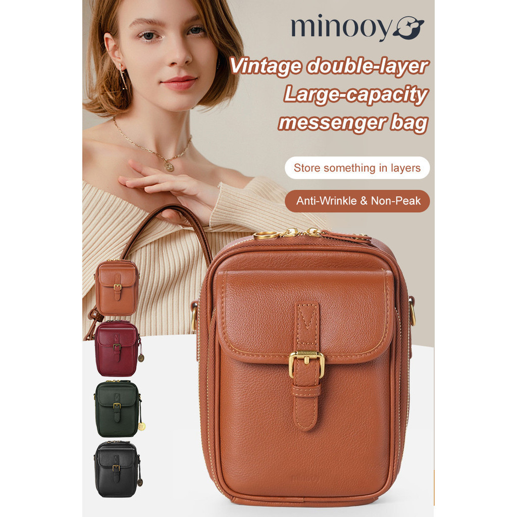 Zs Small Bag Double Large Capacity Mobile Phone Bag Zero Money Oil Leather Crossbody Small