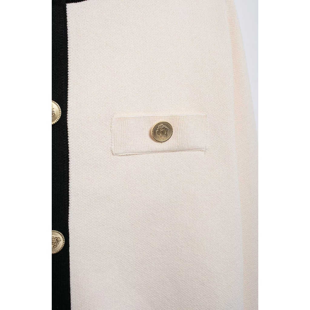 ซาโอลิน ฤดูใบไม้ร่วงใหม่เสื้อผ้าสตรีตัดกันเสื้อกันหนาวคาร์ดิแกนแขนยาวคอลูกเรือถัก 1822106 - รูปที่ 5