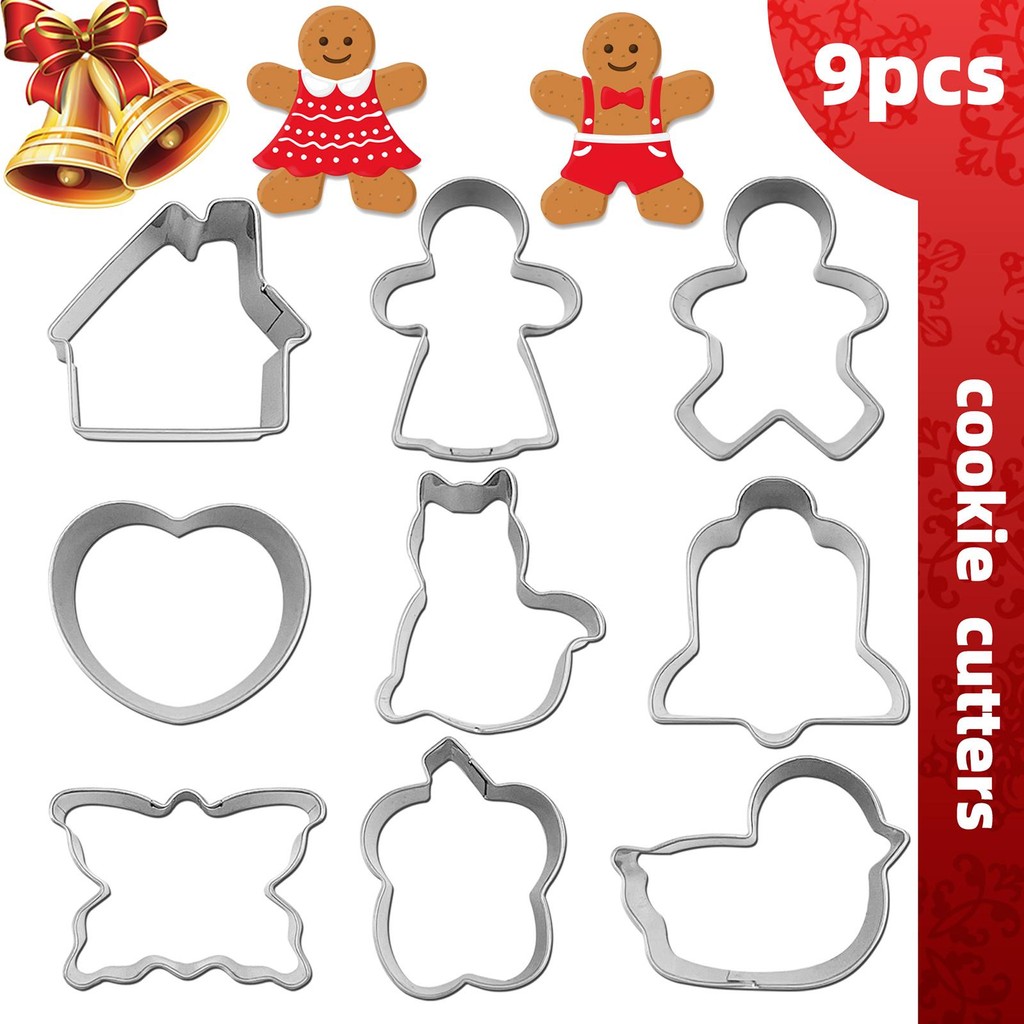 ชุด 9 ชิ้นคริสต์มาสมินิ 3 ซม. แม่พิมพ์บิสกิตขนาดเล็ก gingerbread man คุกกี้ตัดผลไม้ตัดรูปร่างแตงโมเครื่องตัด/ตัด
