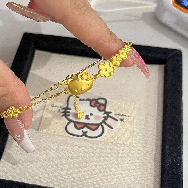 Sanrio HelloKitty Sakura สร้อยข้อมือผู้หญิง Instagram อเนกประสงค์ KT แมวเครื่องประดับใหม่ Forest Series สร้อยข้อมือสําหรับแฟน