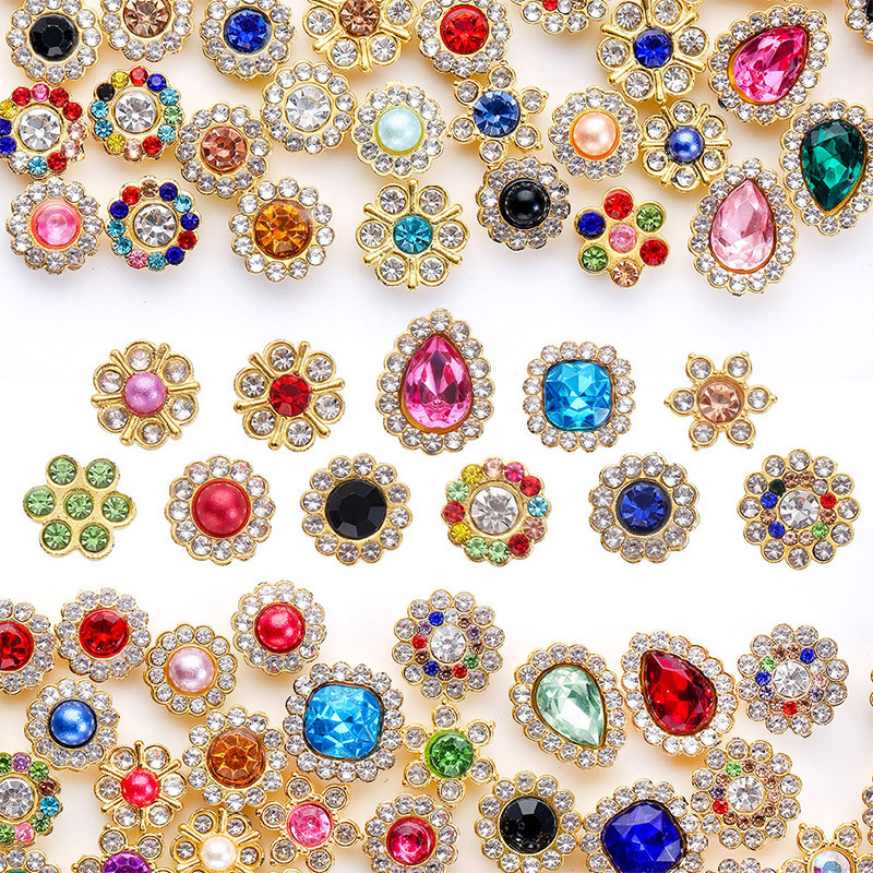 50/100pcs Pearl Rhinestone ลูกปัดสําหรับเสื้อผ้ารองเท้าปุ่มผลการค้นหาสําหรับ DIY Craft ภาพวาดอุปกรณ์เสริม