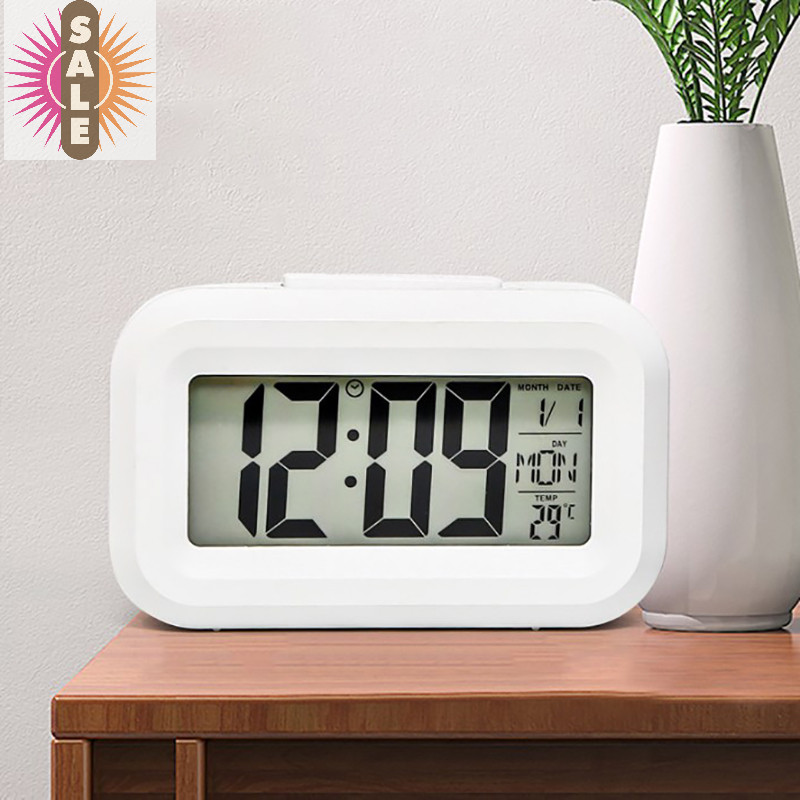 บน LED Digital Night Glow นาฬิกาปลุกอิเล็กทรอนิกส์สําหรับ Home Office Backlight Snooze ปฏิทินนาฬิกาอุณหภูมินาฬิกาอิเล็กทรอนิกส์ A