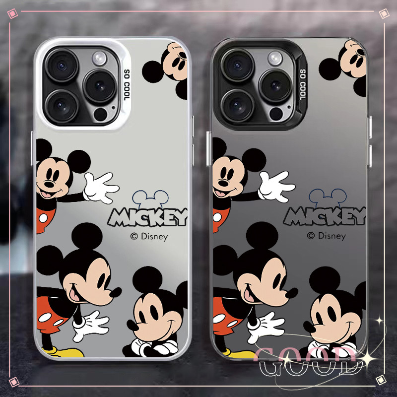 Good ส่งจากไทย สีดำหรูหราซิลิโคนแข็งกรณีโทรศัพท์ มิกกี้เมาส์ซน for IPhone 13 12 7Plus 14 15 11 Pro MAX X XR XS/XSMAX