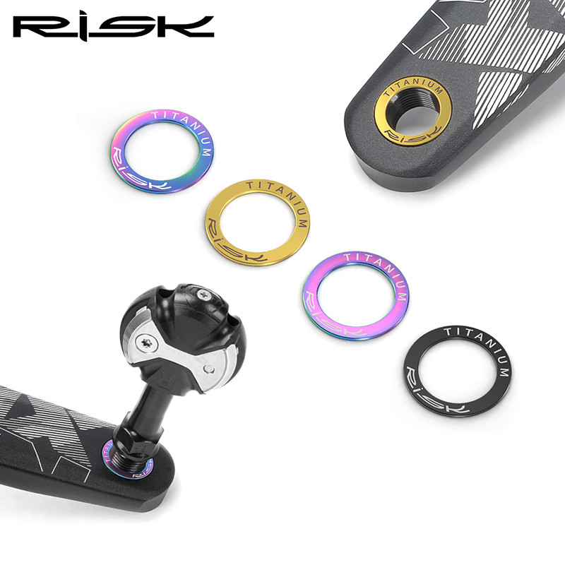 Risk เหยียบจักรยาน Spacer Crank ปะเก็นเหยียบเครื่องซักผ้า MTB จักรยานไทเทเนียมเหยียบแผ่นป้องกัน