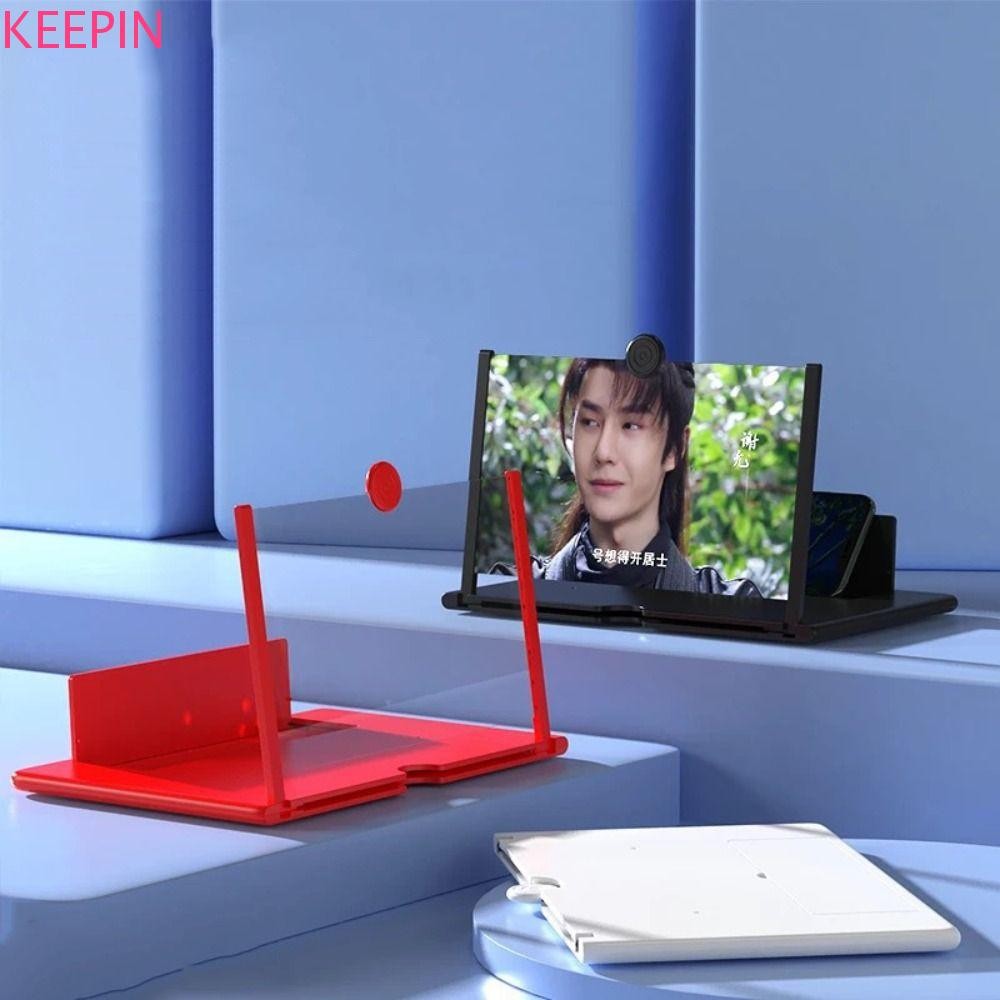 Keepin เครื่องขยายเสียงหน้าจอโทรศัพท์มือถือ 10/12 นิ้วแว่นขยายหน้าจอขาตั้งโทรศัพท์ที่วางโทรศัพท์สําหรับดูทีวีวิดีโอเครื่องขยายเสียงวงเล็บ