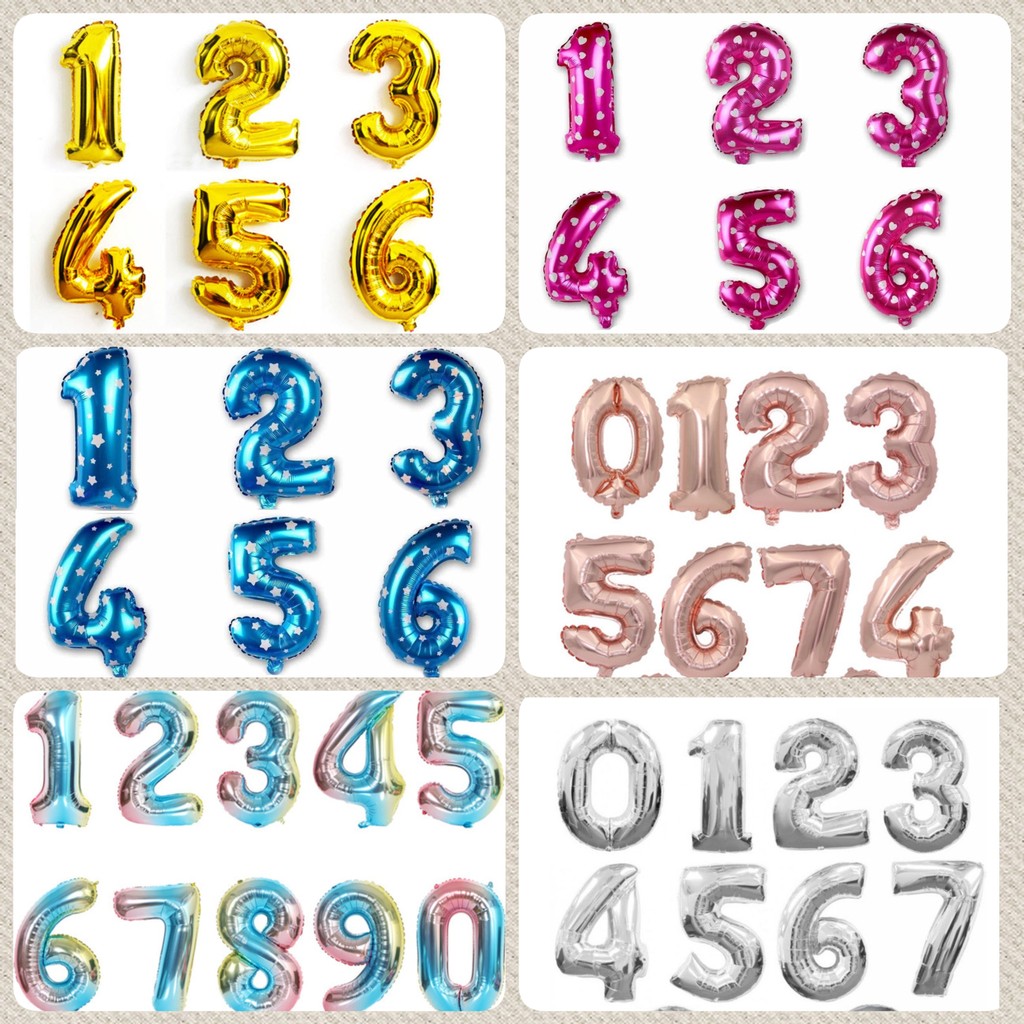ลูกโป่งฟอยล์ ตัวเลข ขนาด 32 นิ้วมีหลายสี มีทุกเลข รหัส B033