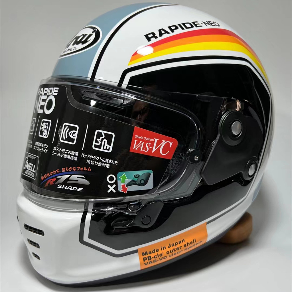Arai RAPIDE Neo สีขาว Retro หมวกกันน็อคเต็มใบ ARAI Neo หมวกกันน็อคสีขาวหมวกกันน็อคมอเตอร์ไซค์วินเทจ 