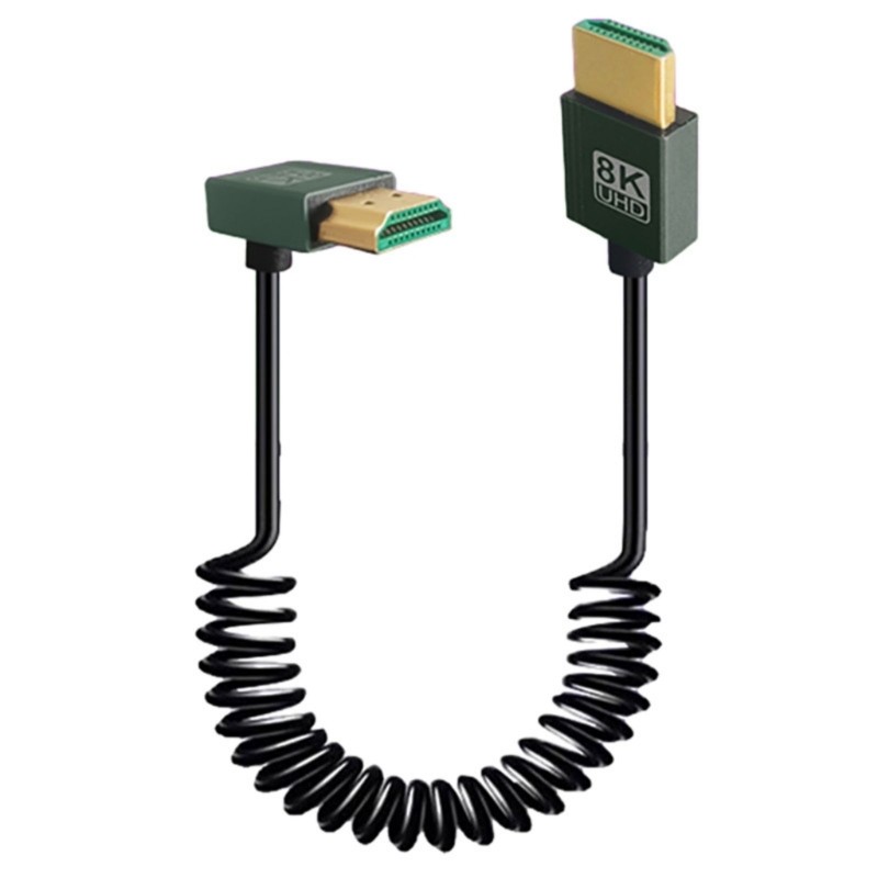 seve* 8k Short HDMI เข้ากันได้กับสายขดที่รองรับ HDMI 48Gbps ความเร็วที่รวดเร็วชายกับชาย 8K HDMI เข้ากันได้กับ 2 1 Supp