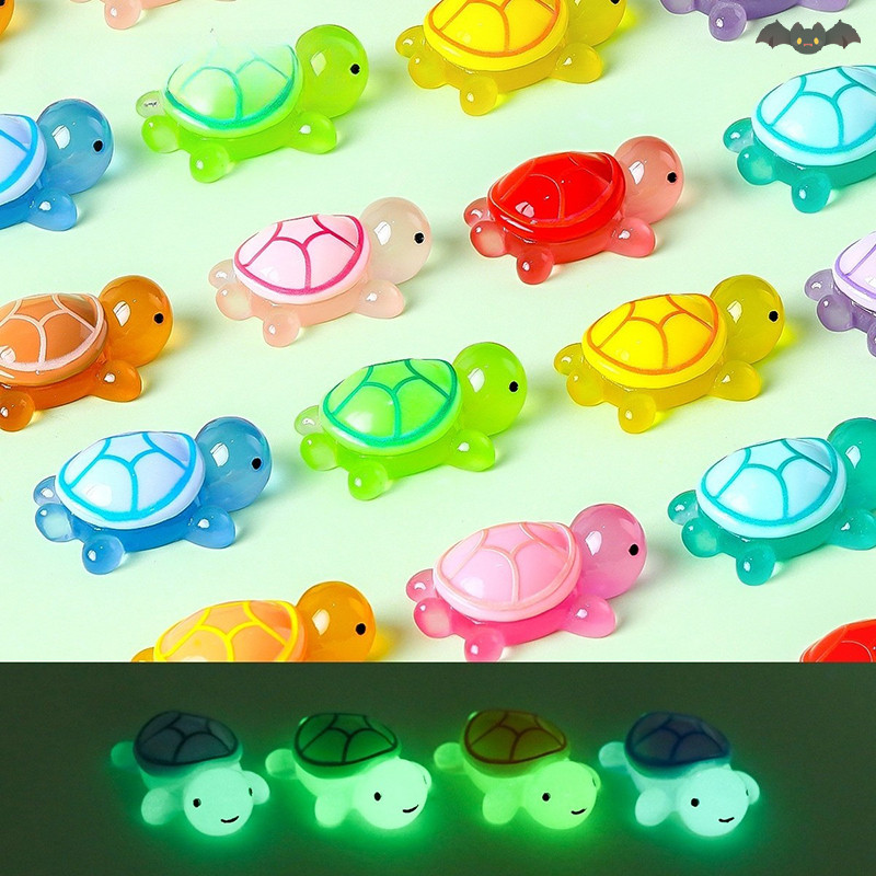 [PE] 6/10 ชิ้น Mini Luminous เต่าตกแต่งบ้านภูมิทัศน์งานฝีมือเรซินเต่าเรืองแสงสวนปลา Miniatures เครื่องประดับตกแต่ง TH