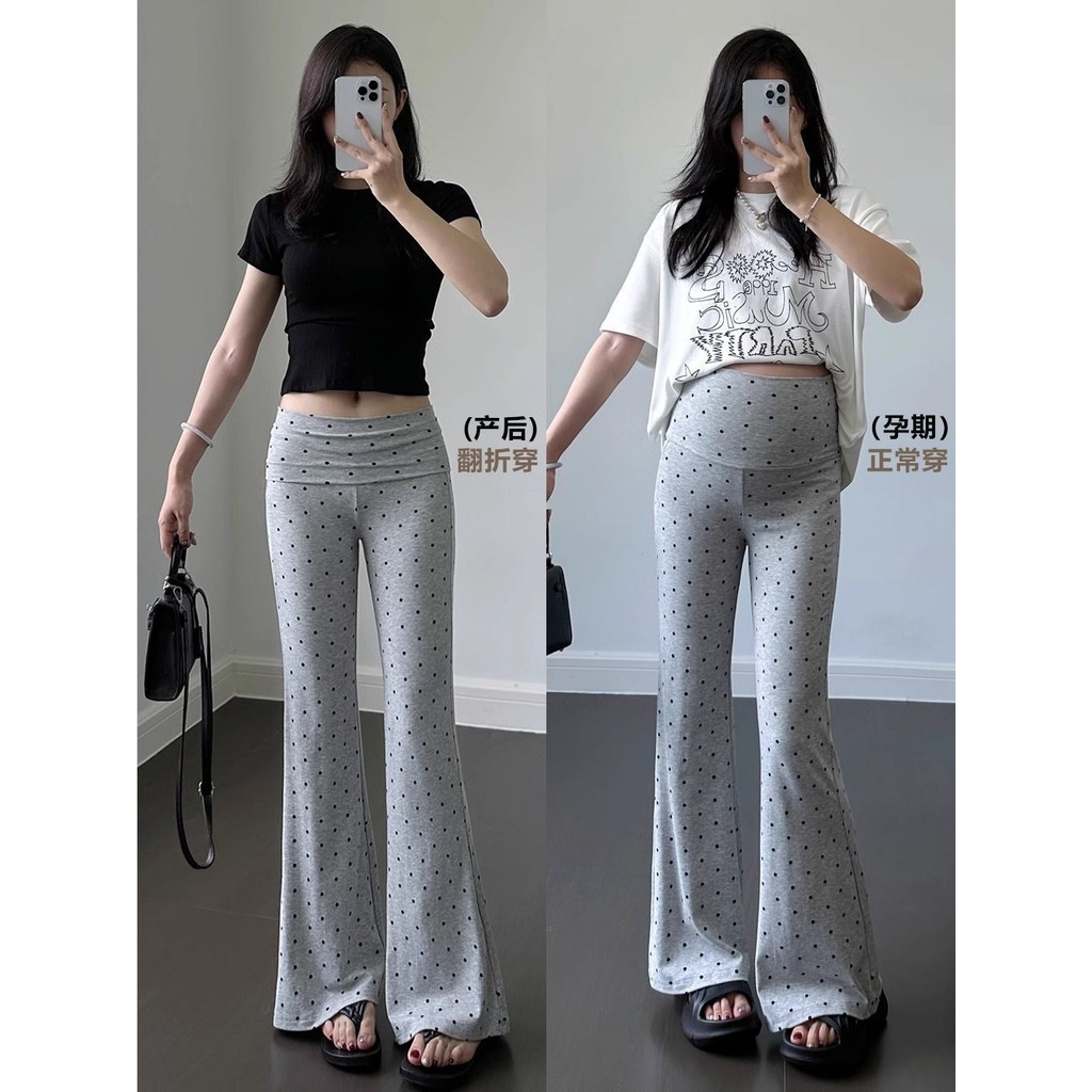 กางเกงสตรีมีครรภ์ Thin Outer Wear Small Flared pants Belly-supporting pants Micro-pantsagePalmwearwear 外穿小裤子 Flared Flared Long Dai Pack.9.4