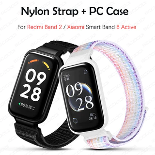 ไนลอนสายรัด PC Case For Xiaomi Smart Band 9 Active / 8 Active สร้อยข้อมือสําหรับ Redmi Band 3 2 สายรัดข้อมือแบบสปอร์ต