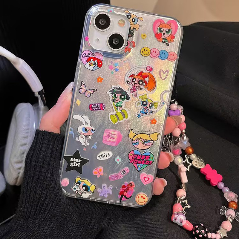 การ์ตูนสุดน่ารักจากซีซั่นพาวเวอร์พัฟเกิร์ล ขนเส้นด้ายหรูหรา เคสไอโฟน 13 11 15 14 12 Pro Max XS X XR Max 7 8 Plus SE 2022