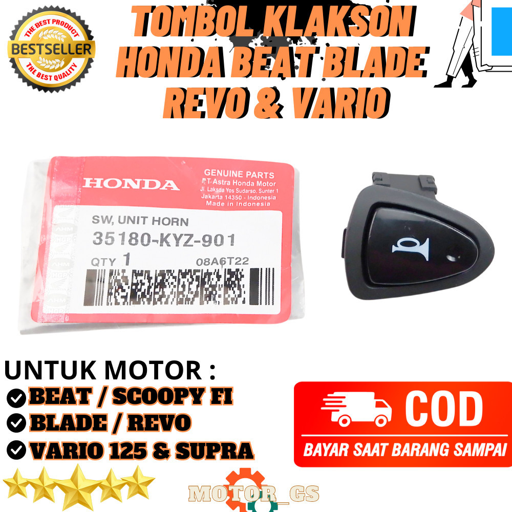 TOMBOL Honda Beat FI ปุ่มแตรรถจักรยานยนต์ ตัก FI . ใบมีด . รีโว่ . Vario 125 & Supra X 125 35180-KYZ