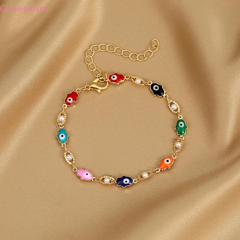 ชีสเอ็นเอ็ม ประณีตที่มีสีสันหัวใจมุกดาวสร้อยข้อมือสําหรับผู้หญิงสไตล์เกาหลีเพทายน้ํามันหยดสร้อยข้อมือพรรคเครื่องประดับวันเกิดของขวัญ ไทย